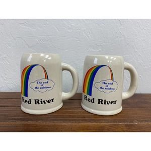 Pair of Retro Red River Rainbow Beer Steins/Mugs